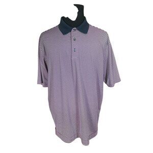 FootJoy FH Men's Pink Black Striped Short SLeeve Golf Polo Shirt XL